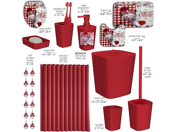 Clara Clark Christmas Bathroom Accessory Set