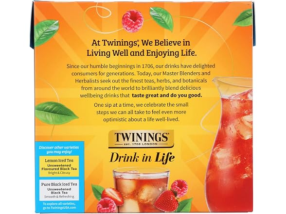 Twinings, Tea Iced Herbal Strawberry Raspberry, 72 Count