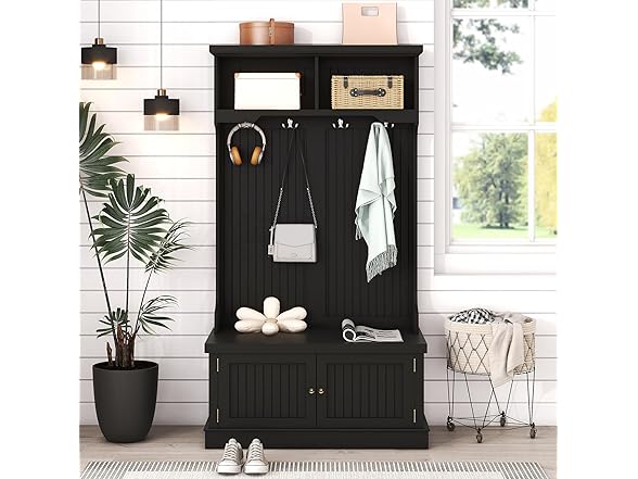 Hall Tree With Storage Shoe Bench