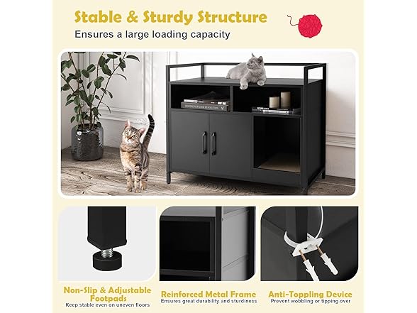 Tangkula Litter Box Enclosure, Black