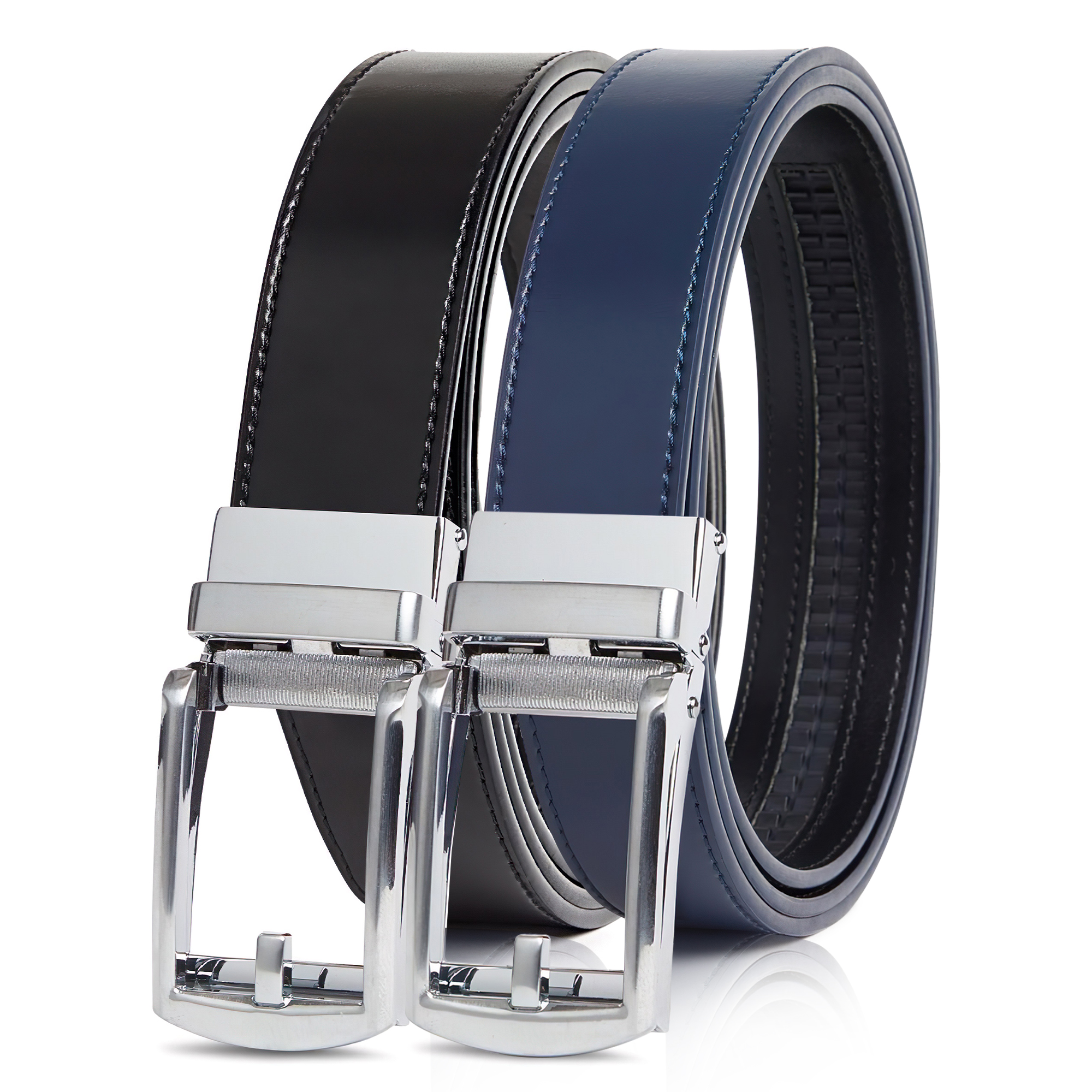 Carlo Fellini Mens Leather Ratchet Belt - Gallery 50