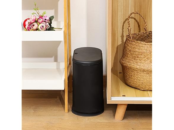 3.17G/12L Black Slim Bathroom Trash Can