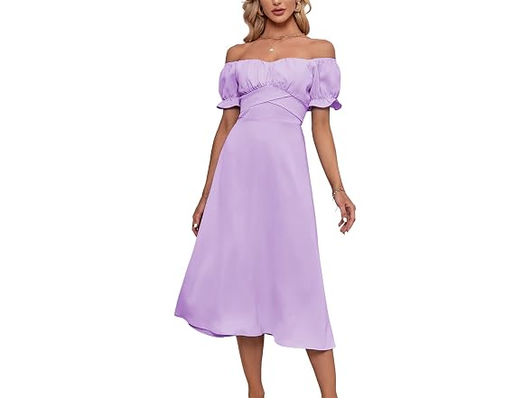 Lyaner Women (L) Off Shoulder Wrap Ruffle Dress