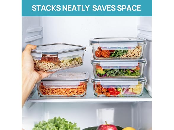 Vtopmart Grey 5 Pack 30oz Glass Containers W/ Lids