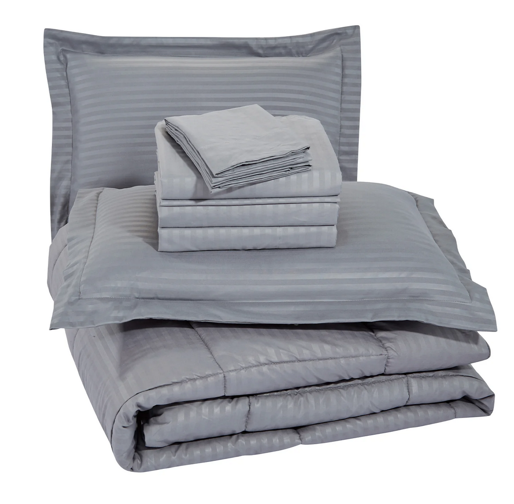Luxury Home 8PC Down Alt Stripes Comforter Set - Gallery 12