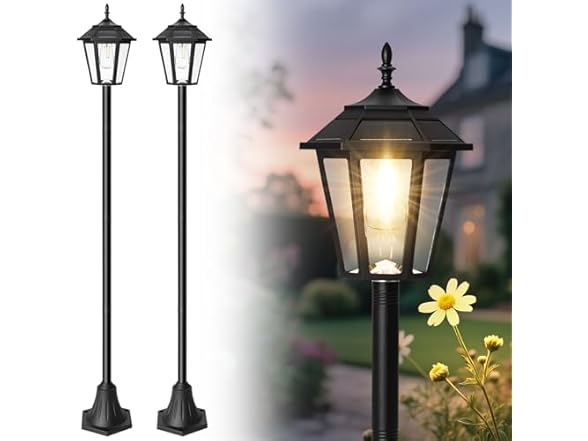 Metal Solar Lamp Post Light 2 Pack