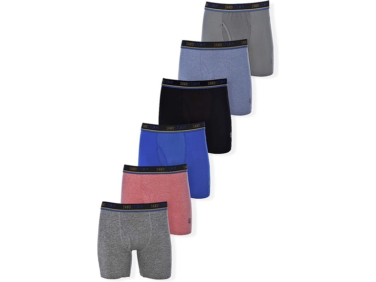 Sand Storm Mens Performance Boxer Briefs or Briefs - 6-Pack Tagless Breathable Underwear S-5XL Regular or Plus Size G