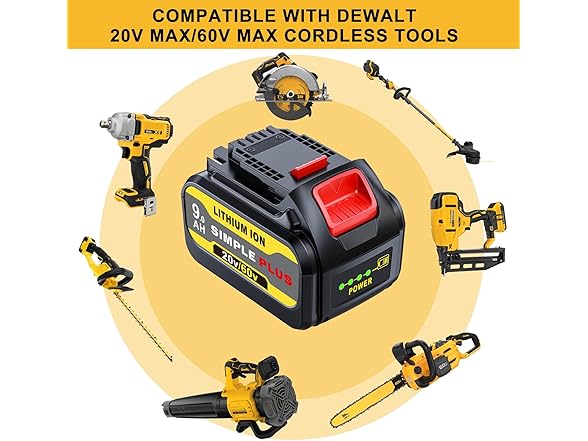 Simple Plus Replacement DeWalt MAX 9.0Ah Battery
