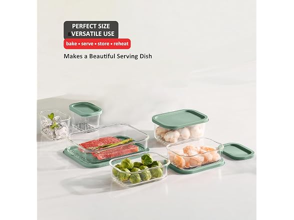 EATEX Grooved Base Glass Meal Prep Containers