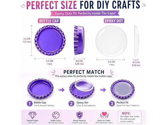 Btl Caps for Crafts 100 Pack Flat Crown Caps - Gallery 3