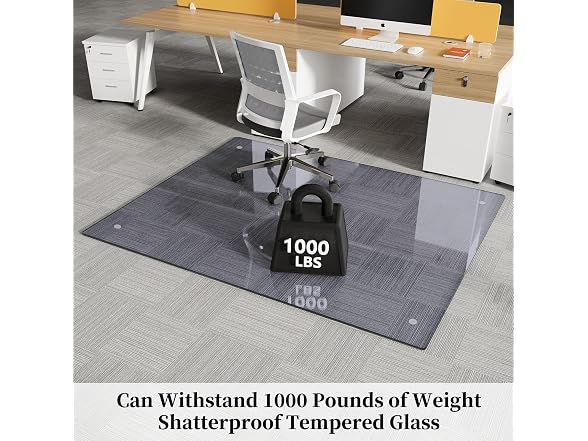 FlyEcho Grey Glass Chair Mat 48" x 60"
