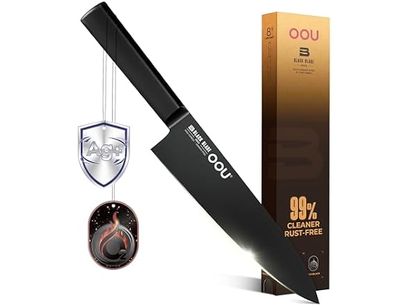 OOU 8" Chef Knife, Black Blade