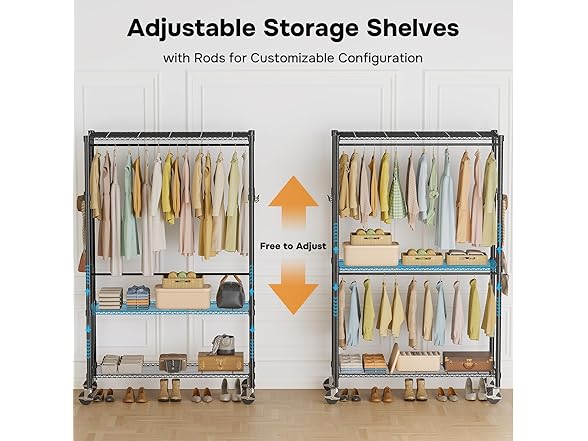 Simple Deluxe Rolling Clothes Rack