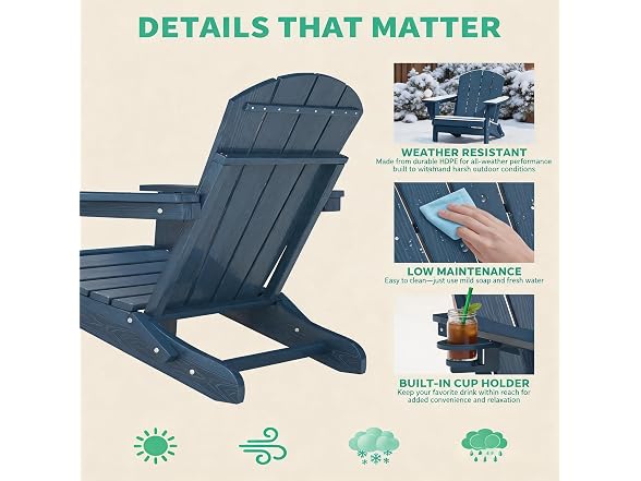 Takywep Folding Adirondack Chairs Set of 2 - Gallery 5