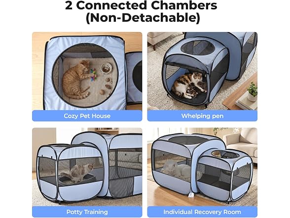 EighteenTek® 2-in-1 Portable Cat Playpen(End - Gallery 3