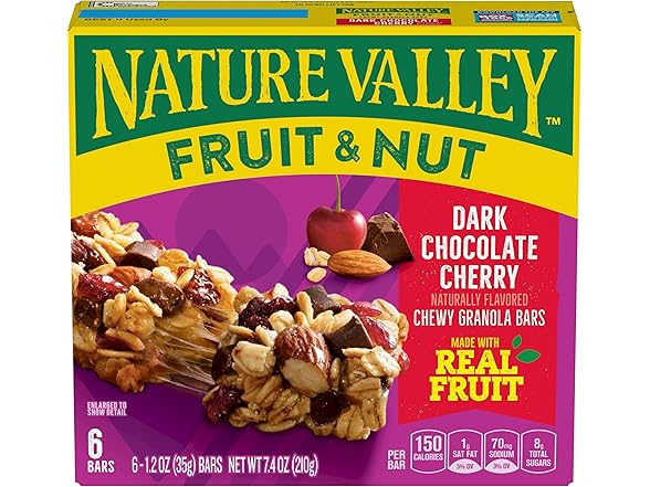 6CT Nature Valley Fruit & Nut Granola Bars, Dark Chocolate Cherry