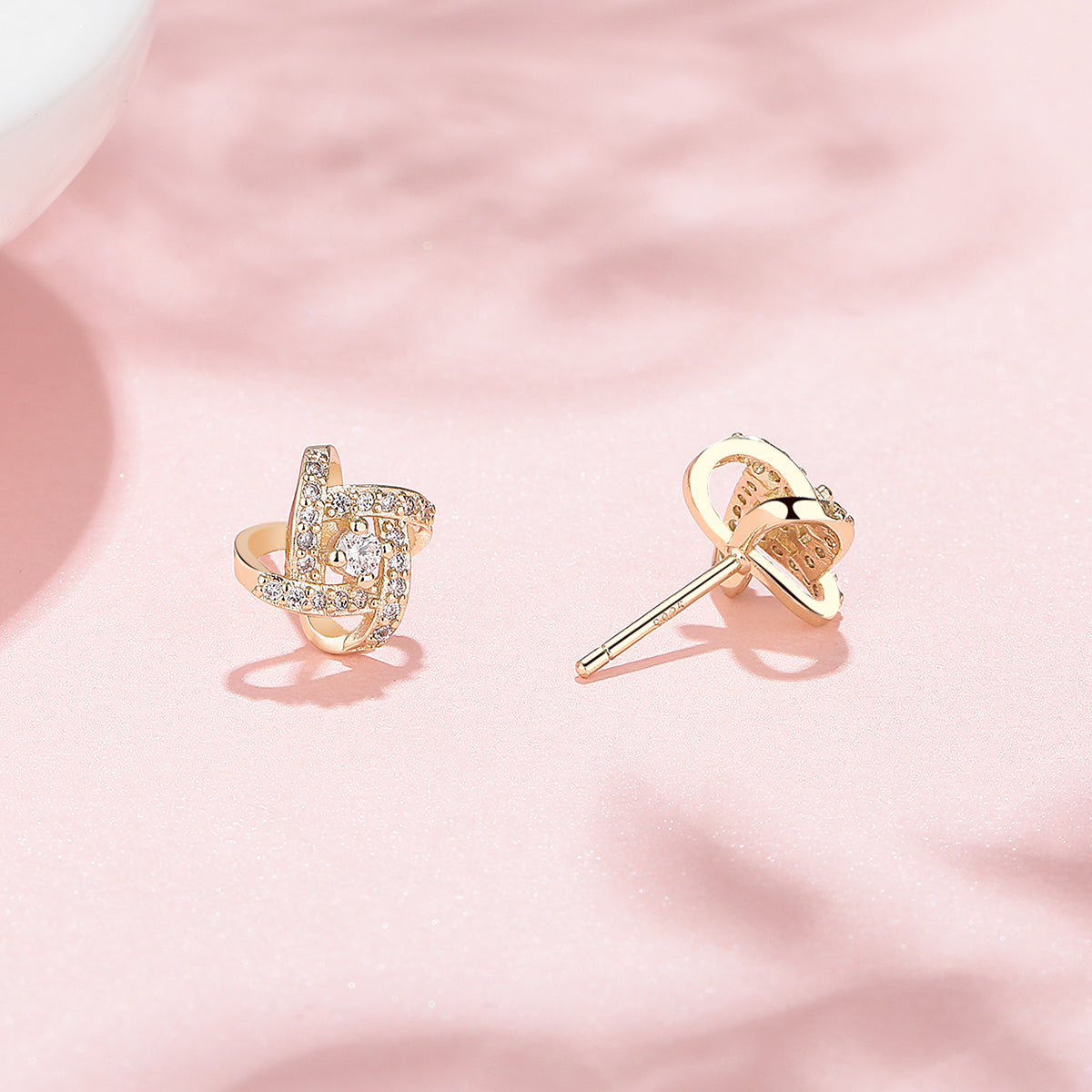 14K Gold Love Knot Stud Earrings - Gallery 5