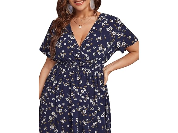Floerns Women (3X-Large Husky) Boho V Neck Dress