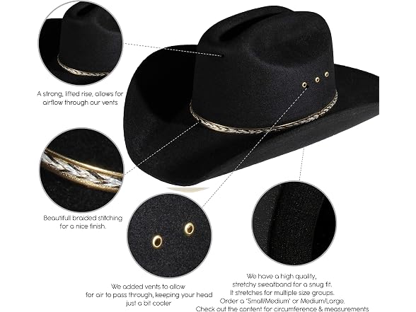 Enimay (Small-Medium) Western Cowboy Hat Style