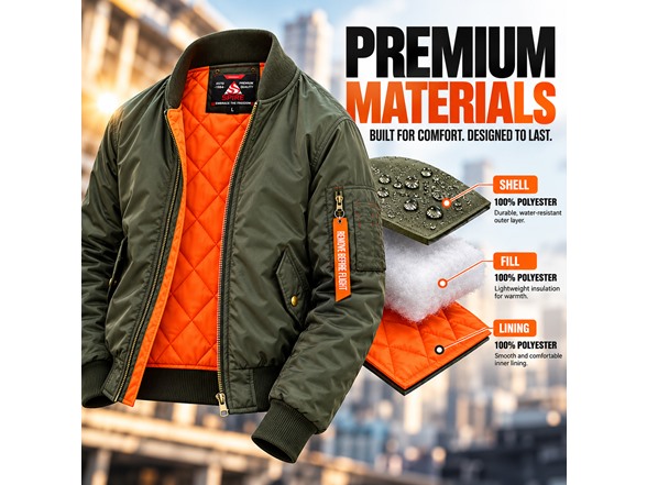 Mens Heavyweight Bomber Flight Jacket