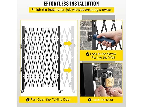 VEVOR Single Folding Security Gate, 74"W x 51.57"H