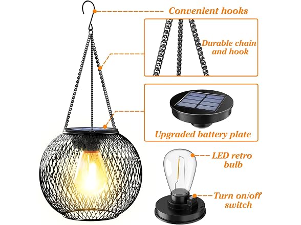 KagoLing Solar Lantern 2Pk, Black