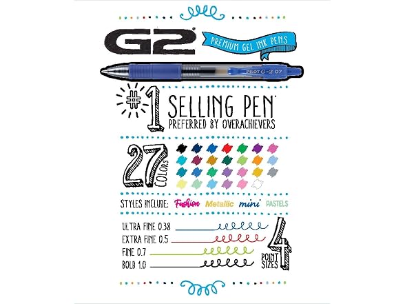 PILOT G2 Premium Gel Pens, Bold Point