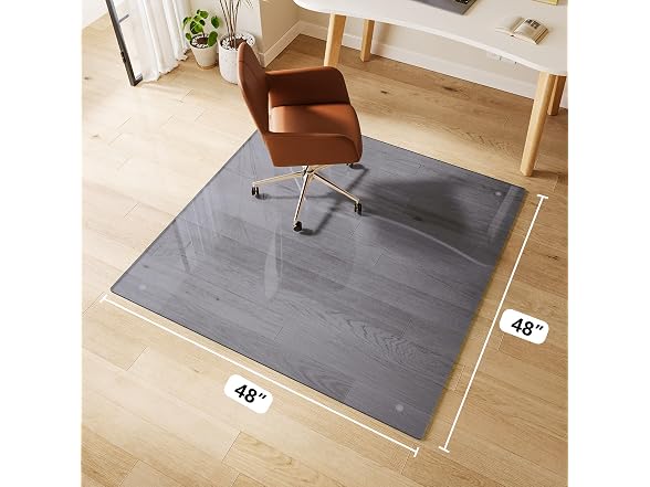 FlyEcho Grey Glass Chair Mat 48" x 48"