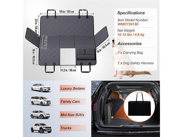 Back Seat Extender for Dogs,Dog 400lbswith