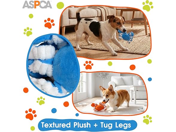 ASPCA 2 Pack Plush Dog Toy with Squeaker- Crabs