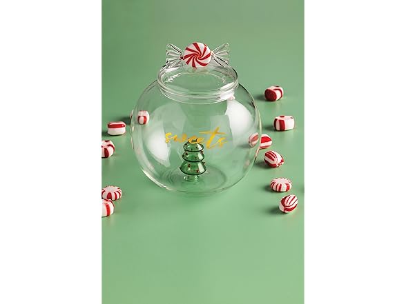 Mud Pie Christmas Glass Cookie Jar