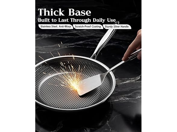 XBM Honeycomb Stainless Steel Frying Pan