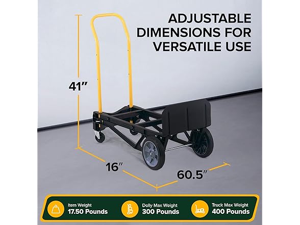 Harper Trucks Convertible Nylon Hand Truck w/ Stair Glides, 300lb Dolly & 400lb Cart Limit