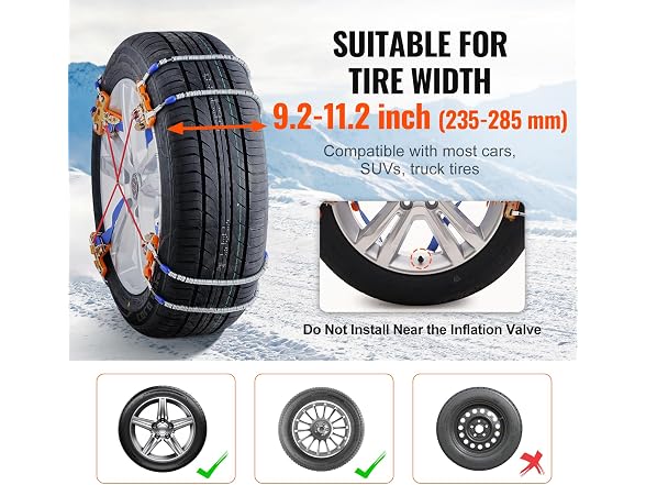 8 PCS Snow Chains, Tire Traction Wheel Chains