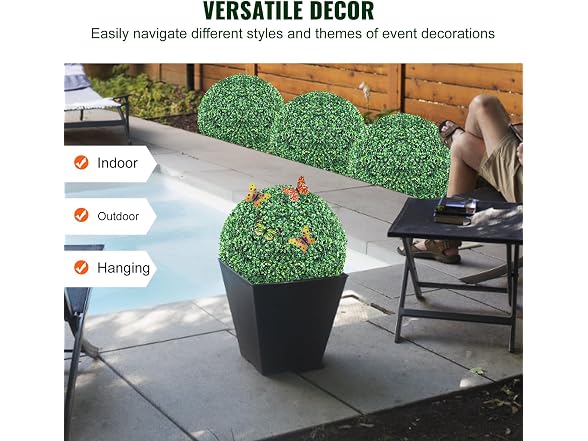 VEVOR 2 Pcs 16” Artificial Plant Topiary Ball