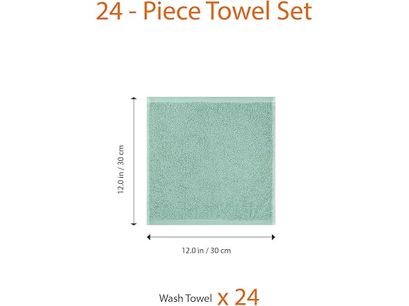 Amazon Basics Washcloths 24pk Seafoam