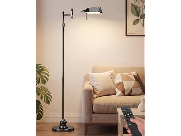 Bairth Black Chrome Reading Floor Lamp