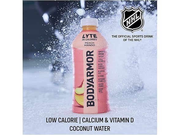 12Pk BODYARMOR LYTE, Peach Mango, Electrolyte