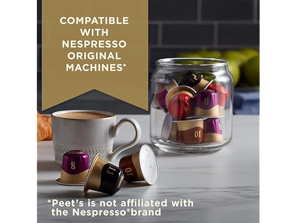 (100ct) Peet’s Coffee Nespresso Capsules Variety Pack w/ Decaf