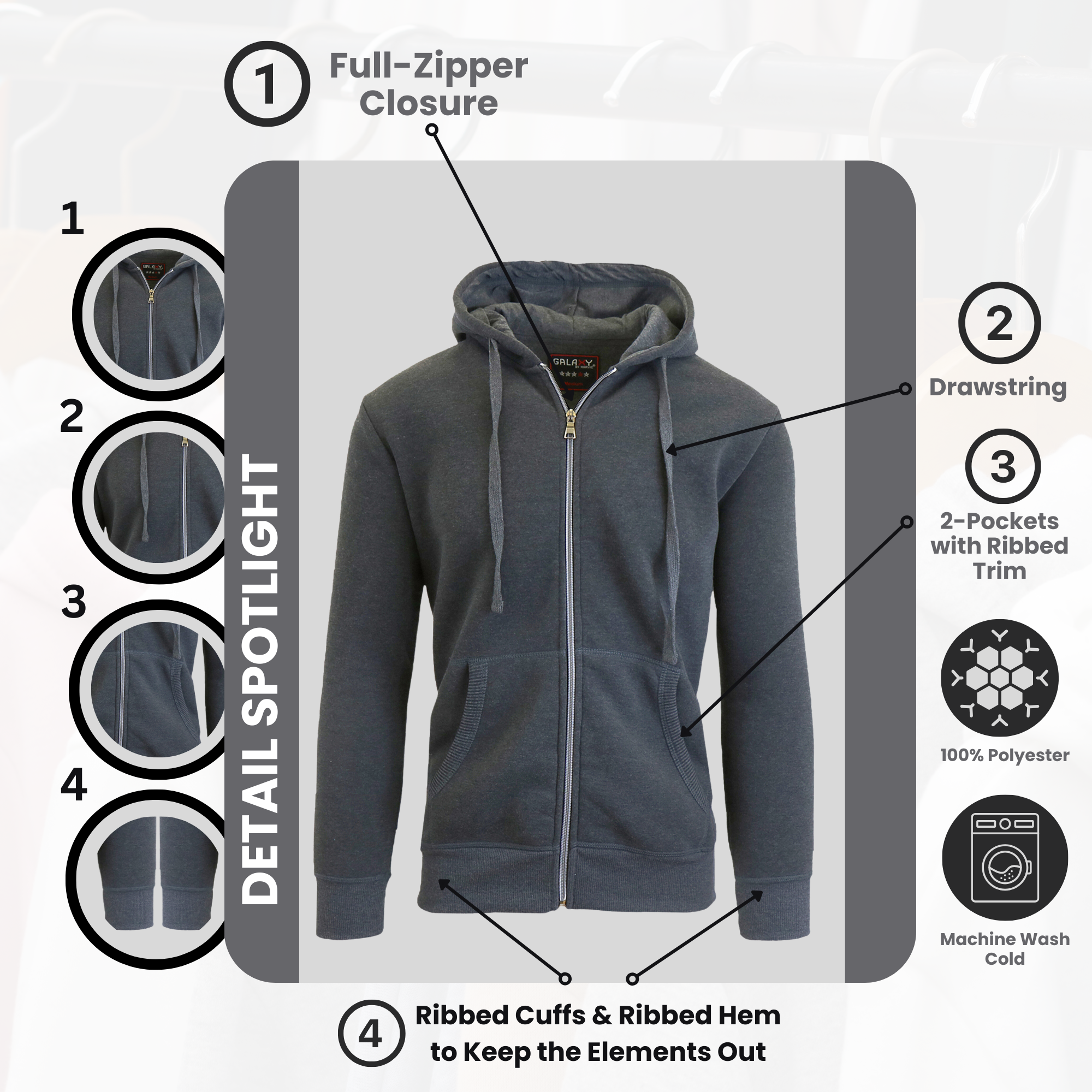 Boys Fleece-Lined Zip Sweater Hoodie - Gallery 20