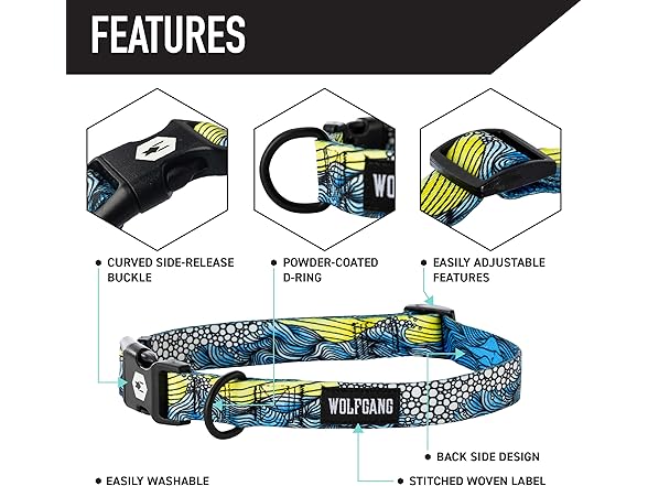 Wolfgang Heavy Duty Adjustable Venture Dog Collar DawnPatrol