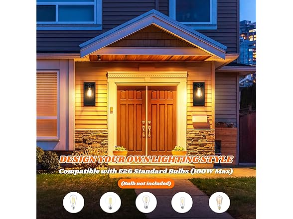 VerRon 2Pk 9.6" Outdoor Wall Light Fixture