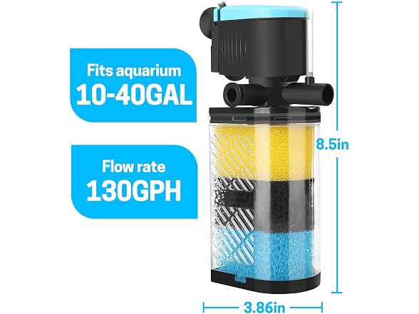 AquaMiracle Aquarium Filter 3-Stage