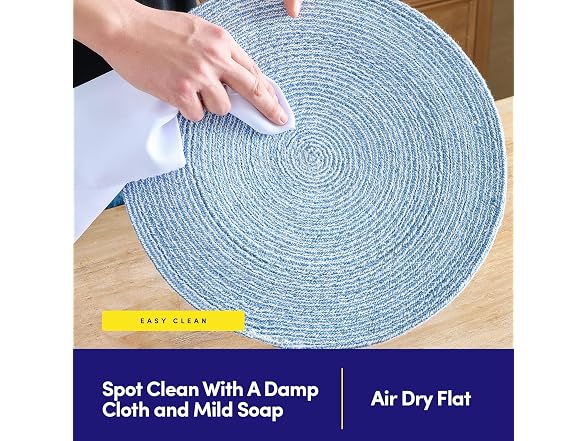 Round Placemats Set of 6-100% Cotton Two-Tone 