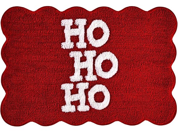 Hallmark Holiday Bath Rug Ho Ho Ho Red