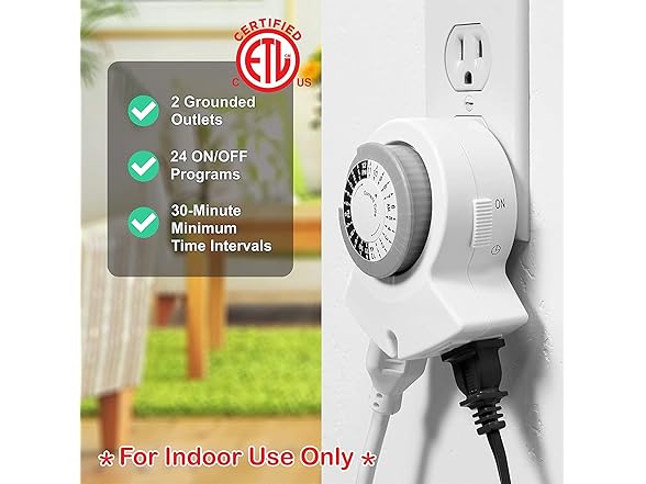 Clear Power 2-Outlet 24 Hour Mechanical Timer