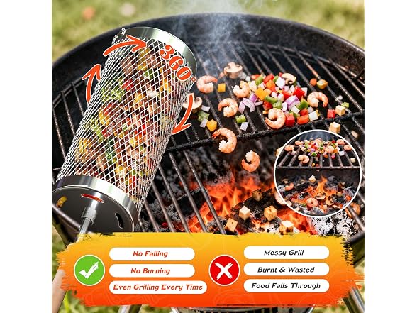 Basinel Rolling Grill Basket 2 Pack