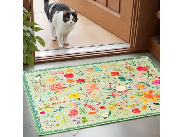 CRYPTOLITE Boho Floral Entryway Rug 2x3