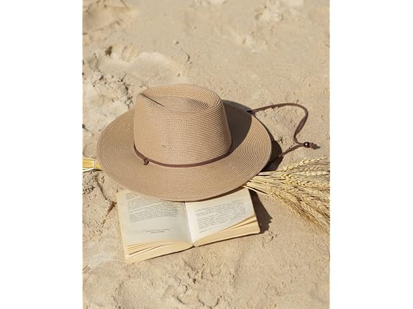 FURTALK Wide Brim Straw Hat w/ Lanyard