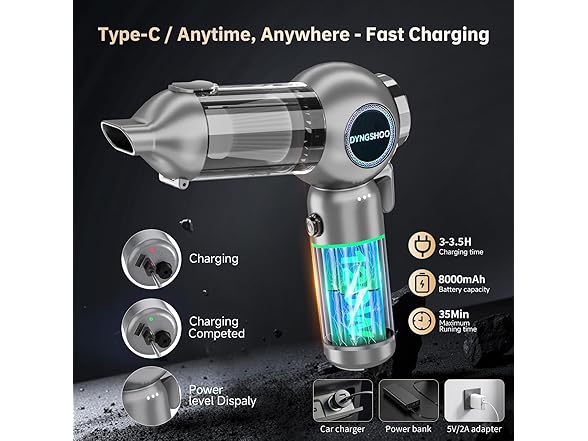 DYNGSHOO Cordless Car Vacuum 25000Pa